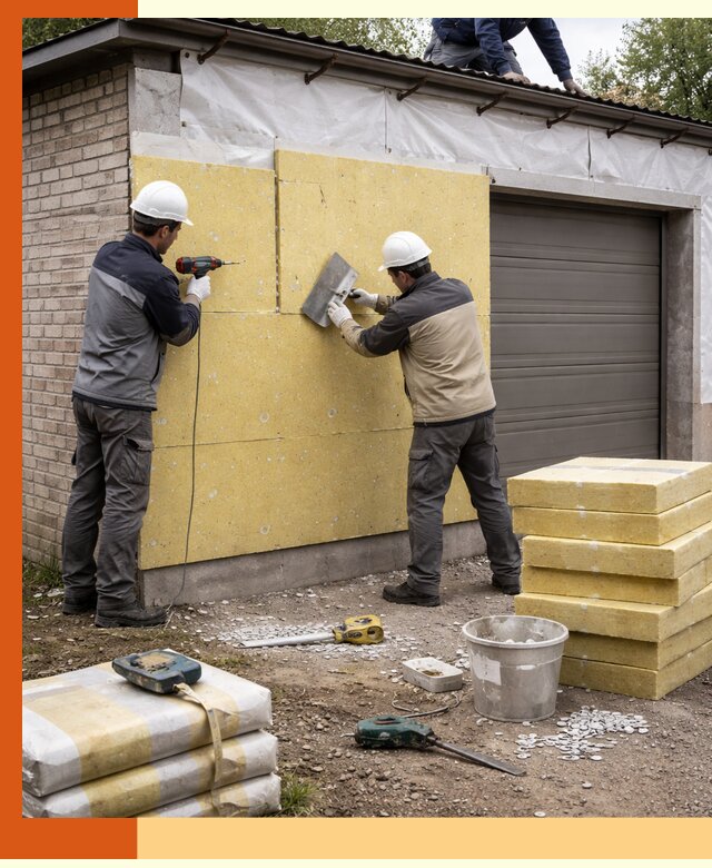 Утепление гаража снаружи в Киселевске качественно и надёжно